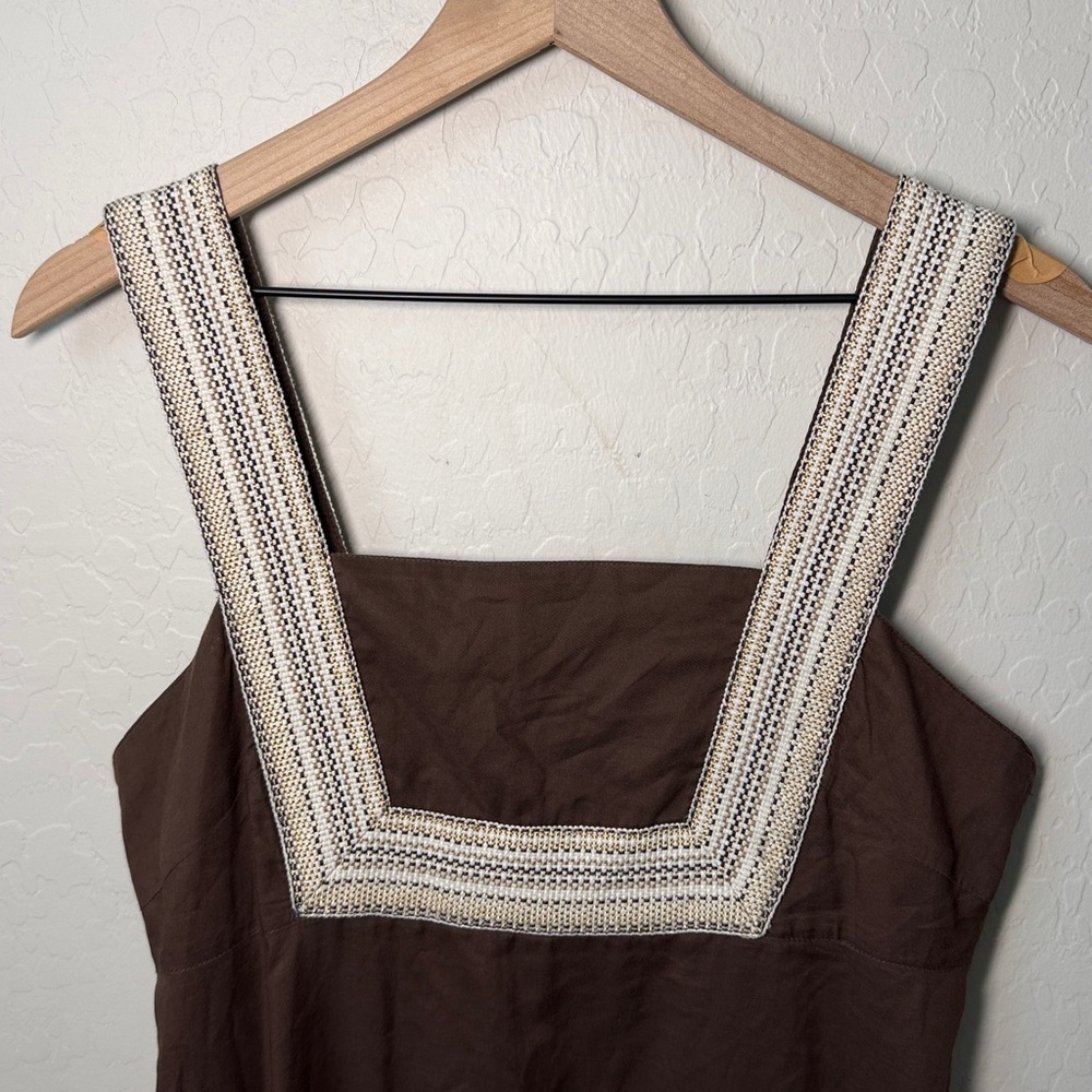 Tory Burch 100% Cotton Virginia Dress in Coconut Brown Size 8 - Picture 2 of 4